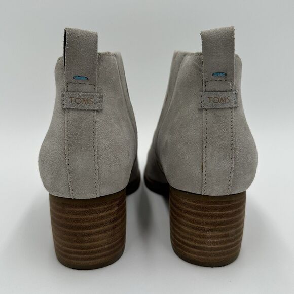 TOMS Leilani Drizzle Grey Suede Ankle Boots Women's Size 7 Western Chunky Heel - Picture 10 of 14